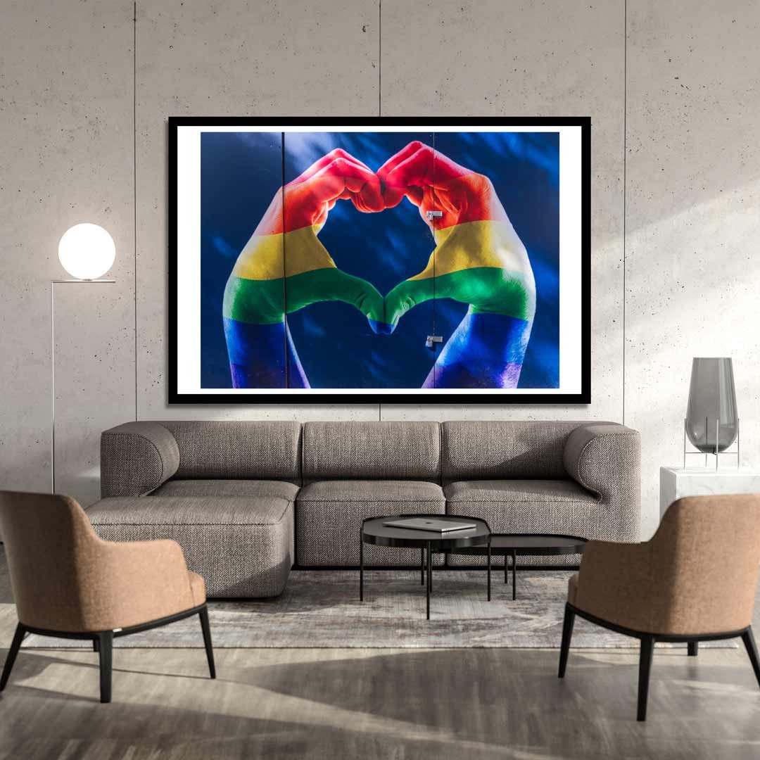 Pride Love Heart Hands LGBTQ+ Celebration Décor Photography Print, Equality Home Gift Rainbow Themed print, Fine Art, Wall Art Print