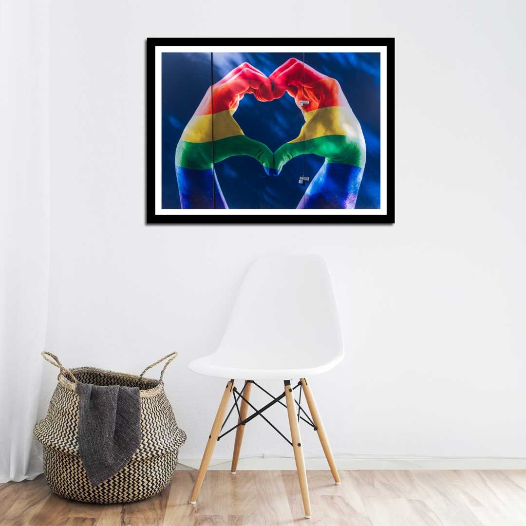 Pride Love Heart Hands LGBTQ+ Celebration Décor Photography Print, Equality Home Gift Rainbow Themed print, Fine Art, Wall Art Print