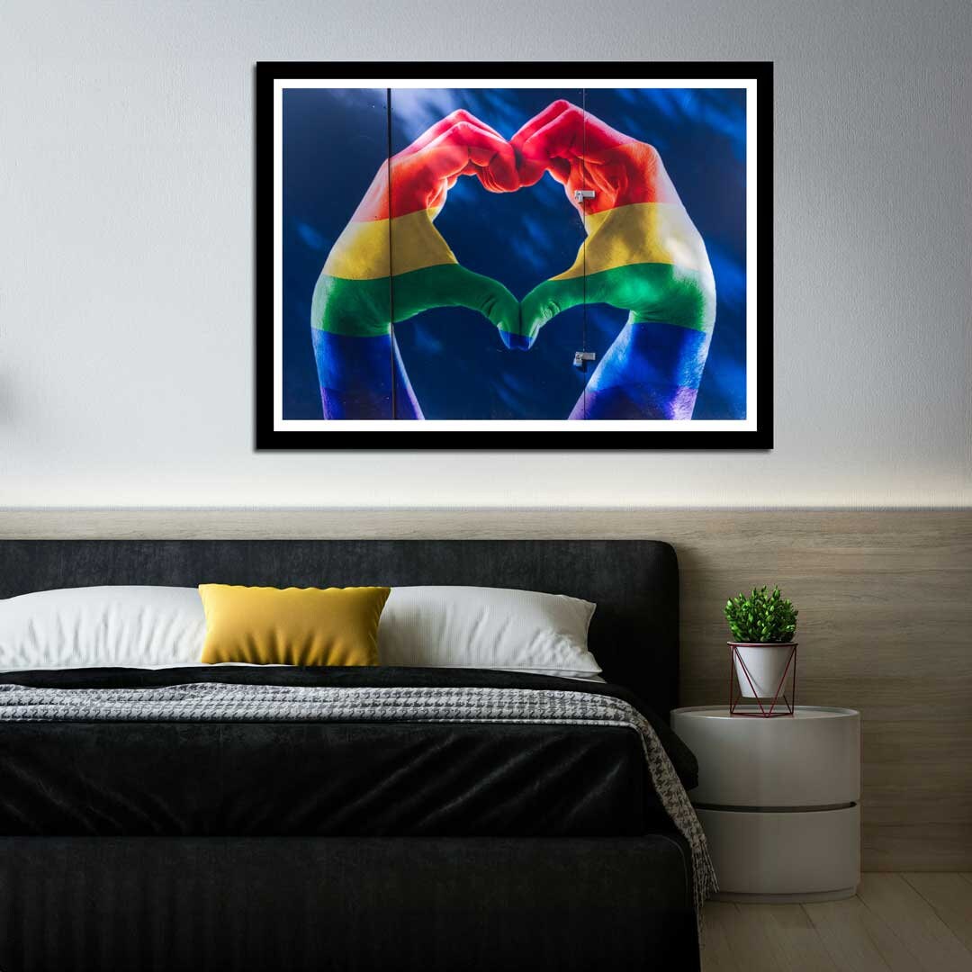Pride Love Heart Hands LGBTQ+ Celebration Décor Photography Print, Equality Home Gift Rainbow Themed print, Fine Art, Wall Art Print