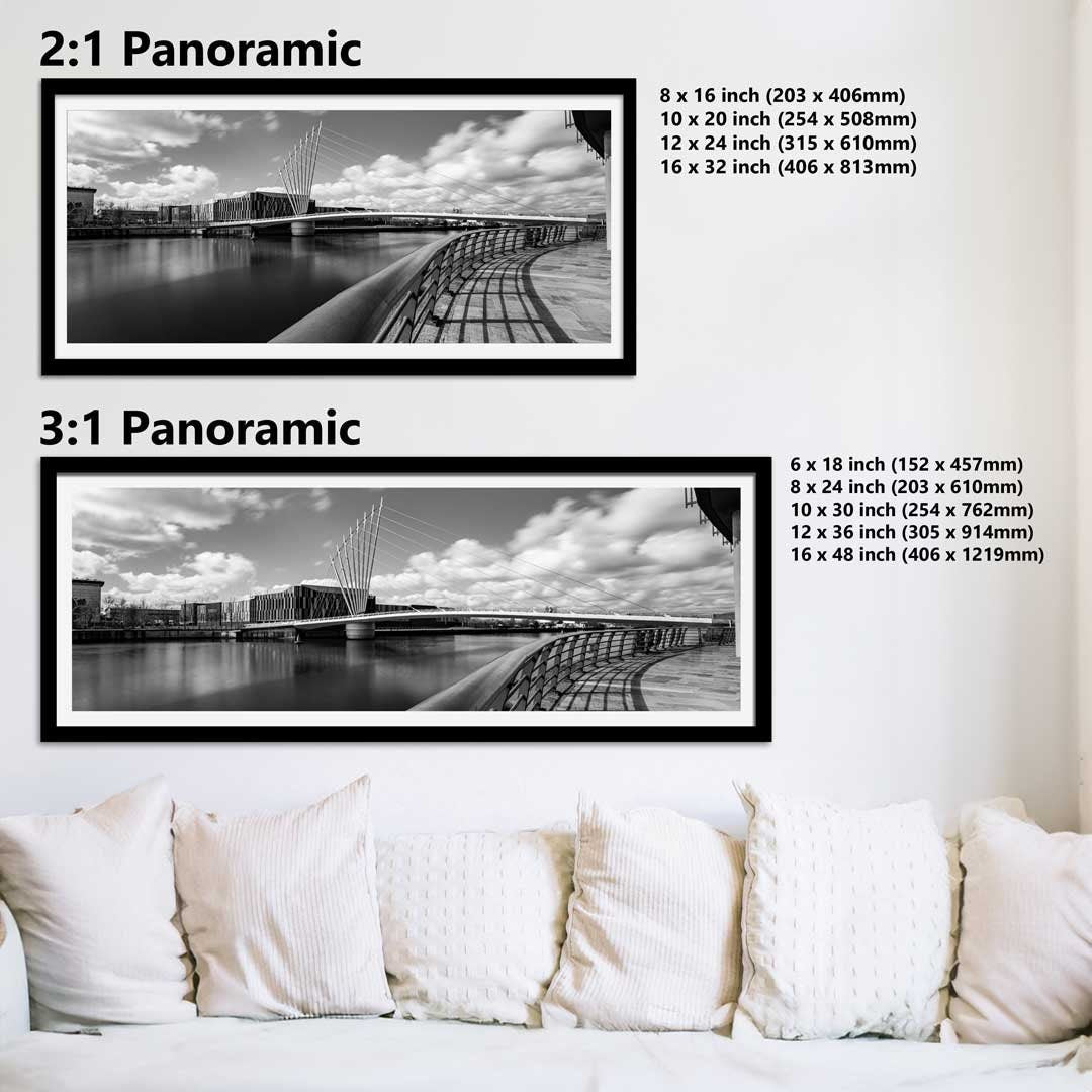 Media City Footbridge, Salford Quays Manchester in Black and White, Manchester Photographic Print, Architectural Urban Art Photography