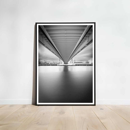 Under the Bridge, Salford Quays Manchester in Black and White, Media City, Manchester Photographic Print, Architecture Photography