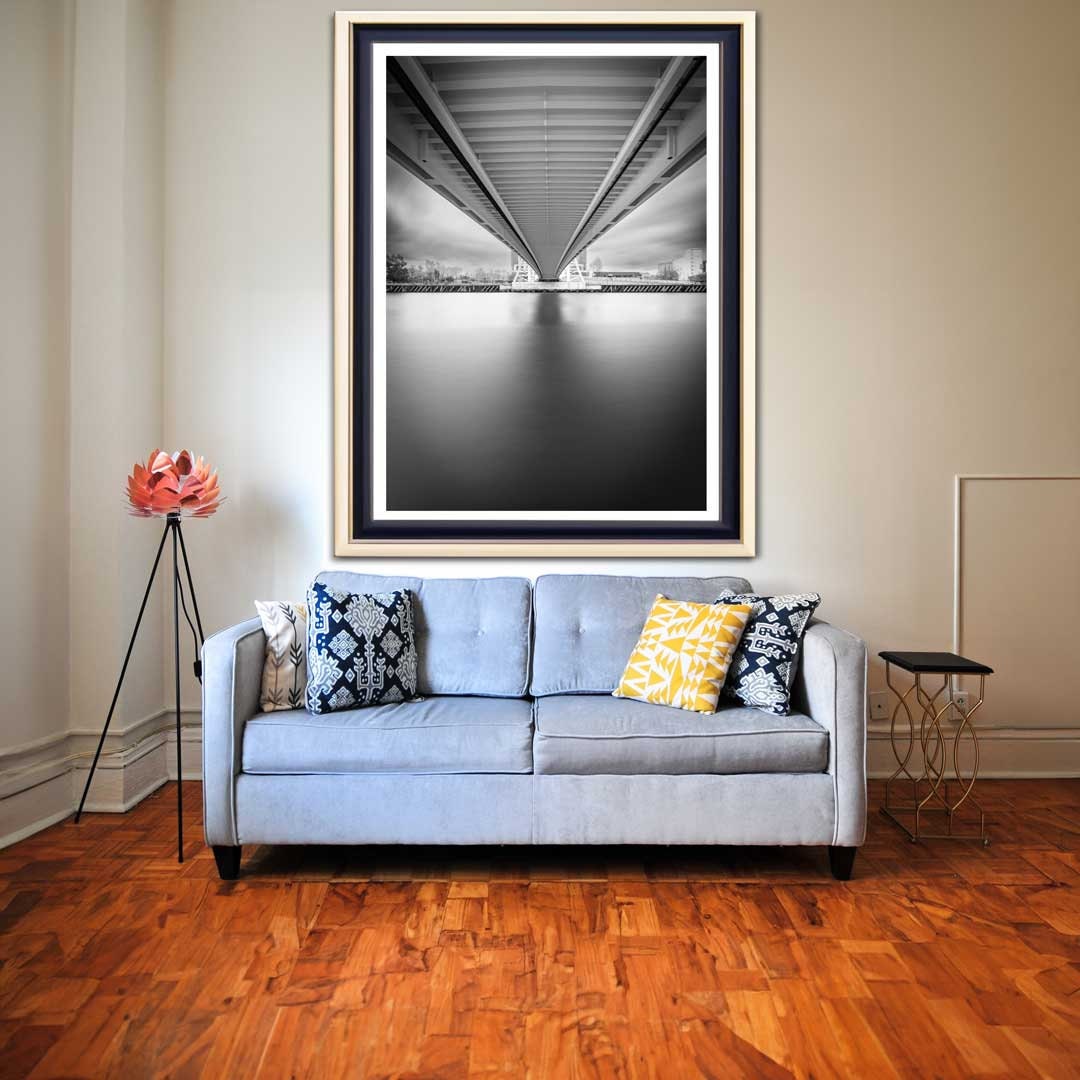 Under the Bridge, Salford Quays Manchester in Black and White, Media City, Manchester Photographic Print, Architecture Photography