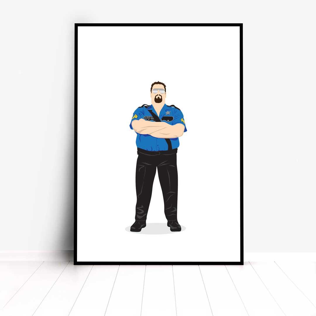 Big Boss Man Minimal Wrestling Illustration, Fun Pop Culture Wall Art Print