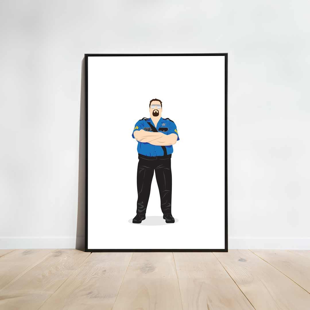 Big Boss Man Minimal Wrestling Illustration, Fun Pop Culture Wall Art Print