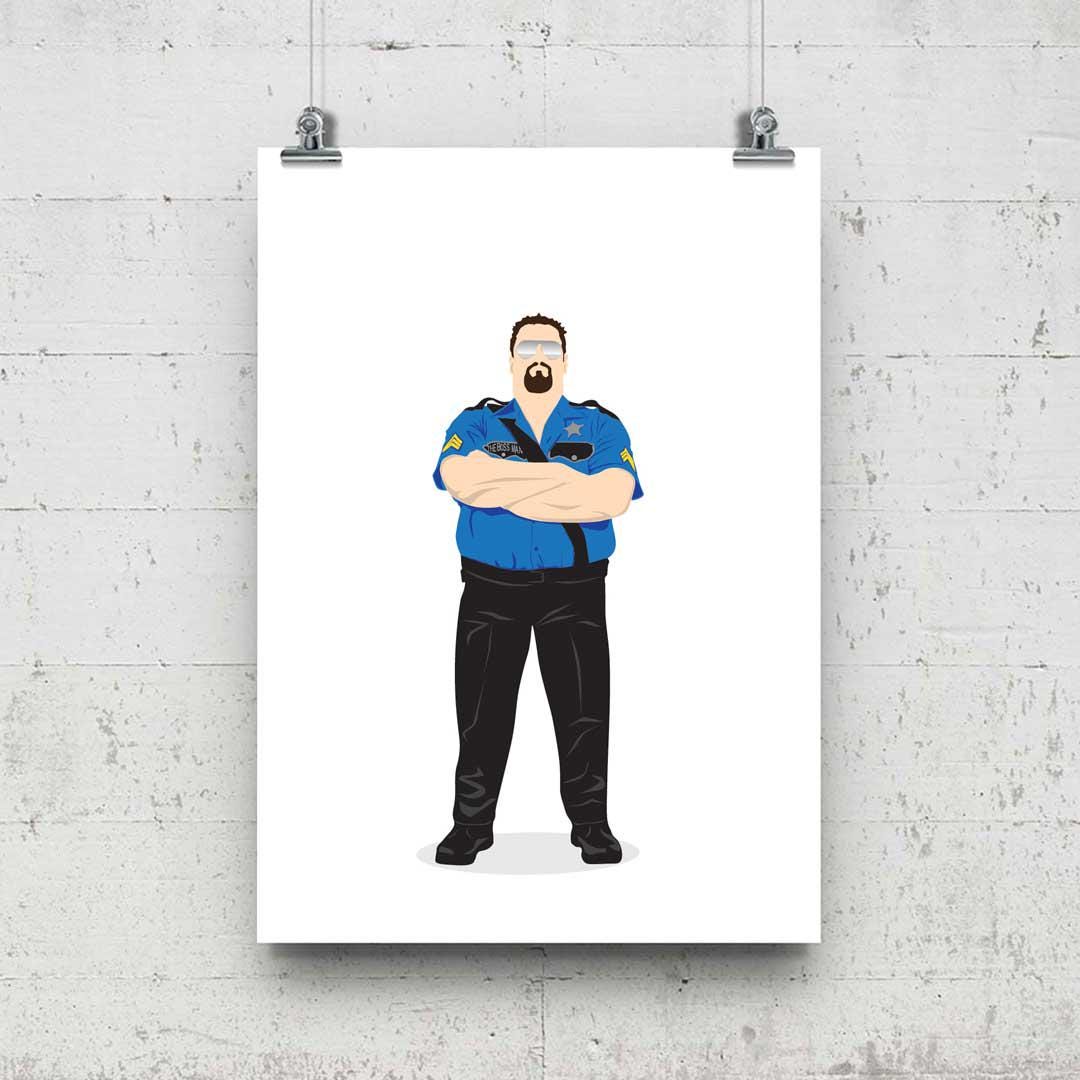 Big Boss Man Minimal Wrestling Illustration, Fun Pop Culture Wall Art Print