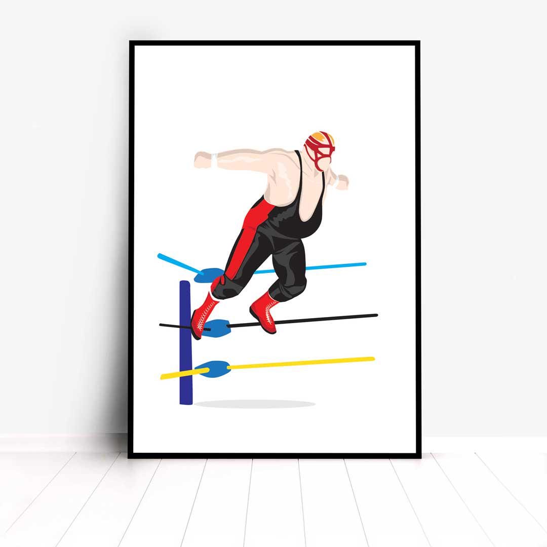 Big Van Vader Minimal Wrestling Illustration, Fun Pop Culture Wall Art Print
