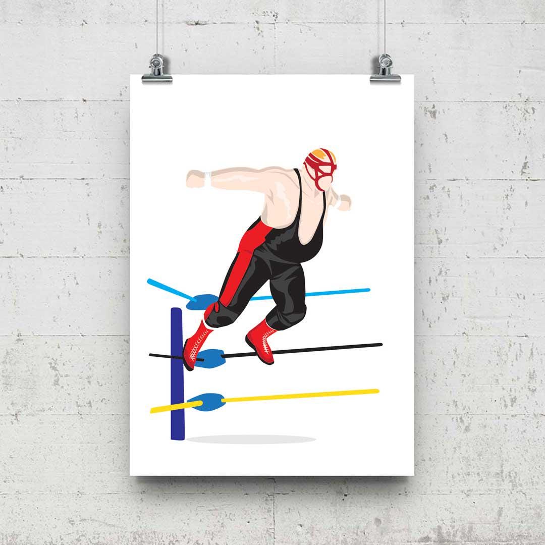 Big Van Vader Minimal Wrestling Illustration, Fun Pop Culture Wall Art Print