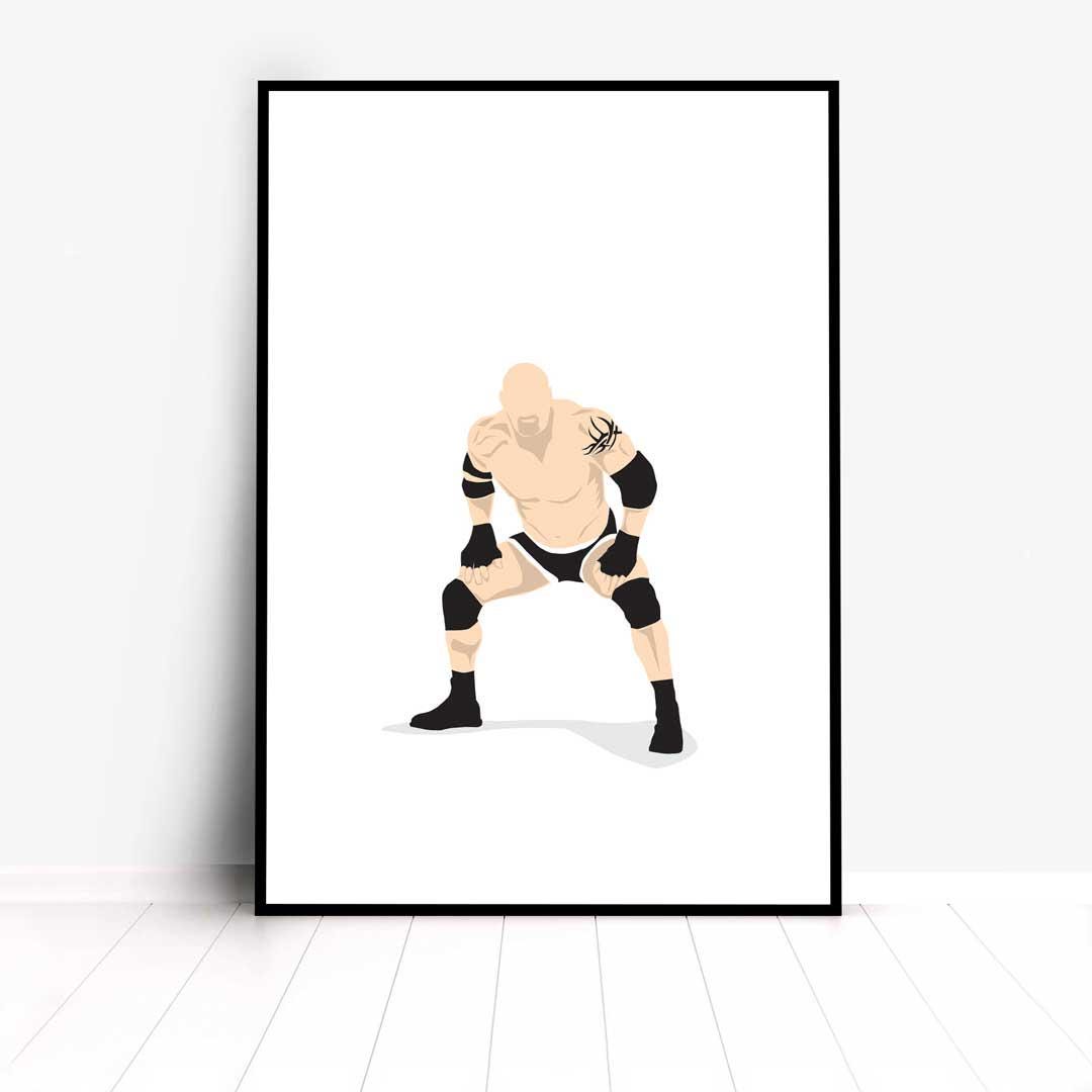 Bill Goldberg Minimal Wrestling Illustration, Fun Pop Culture Wall Art Print