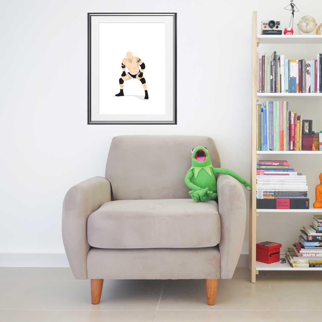Bill Goldberg Minimal Wrestling Illustration, Fun Pop Culture Wall Art Print
