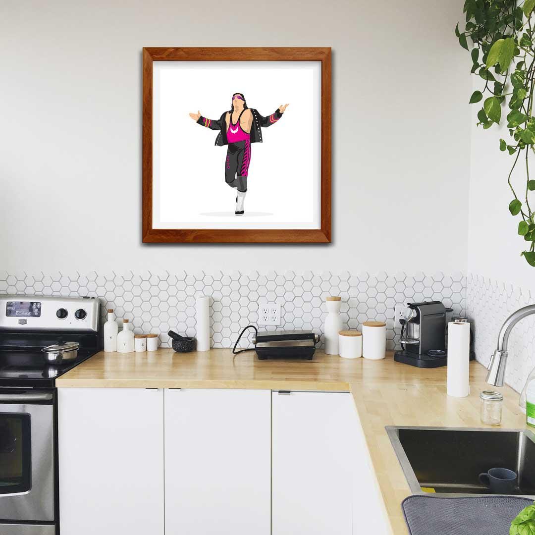 Bret Hart Minimal Wrestling Illustration, Fun Pop Culture Wall Art Print