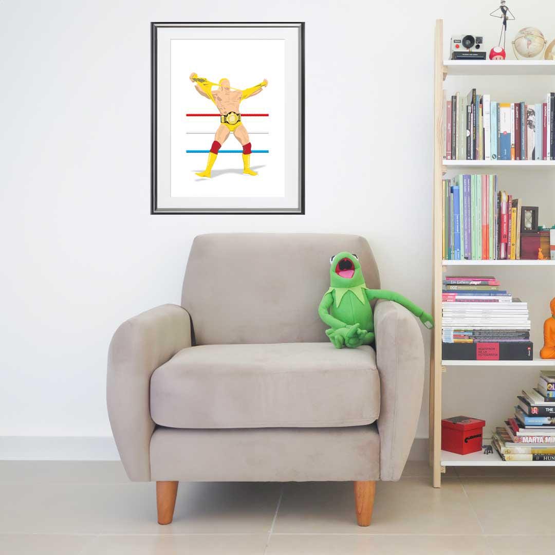 Hulk Hogan Minimal Wrestling Illustration, Fun Pop Culture Wall Art Print