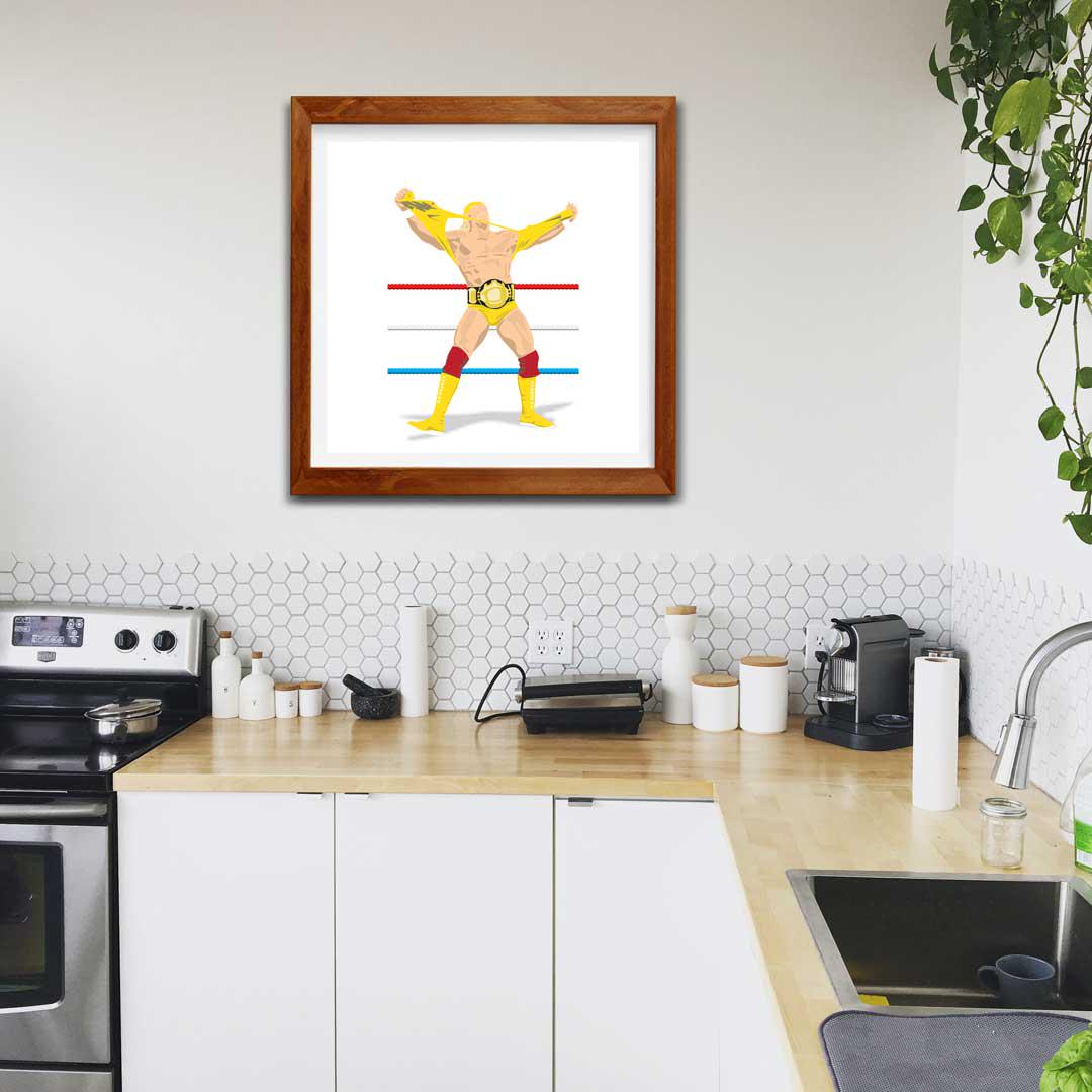 Hulk Hogan Minimal Wrestling Illustration, Fun Pop Culture Wall Art Print