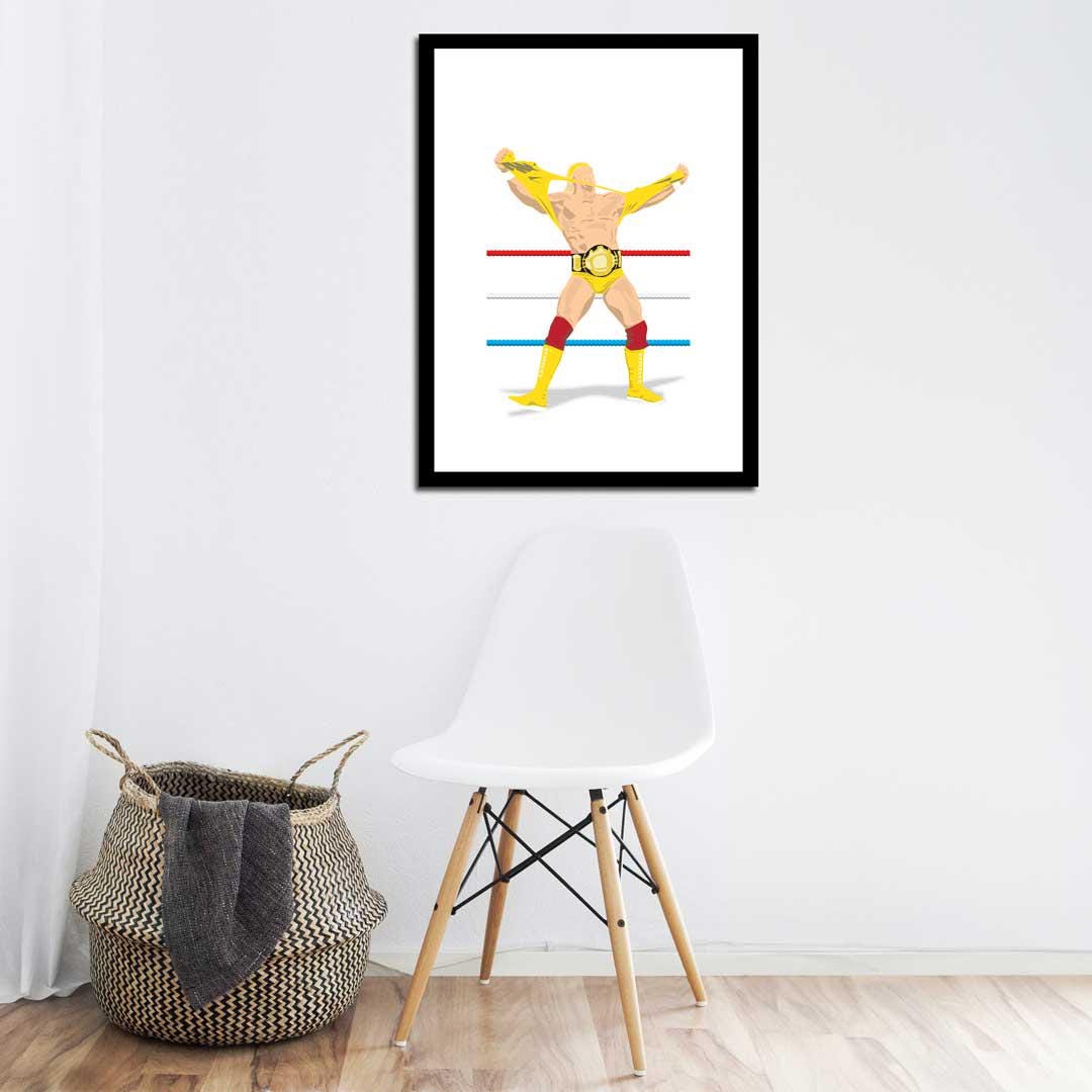 Hulk Hogan Minimal Wrestling Illustration, Fun Pop Culture Wall Art Print