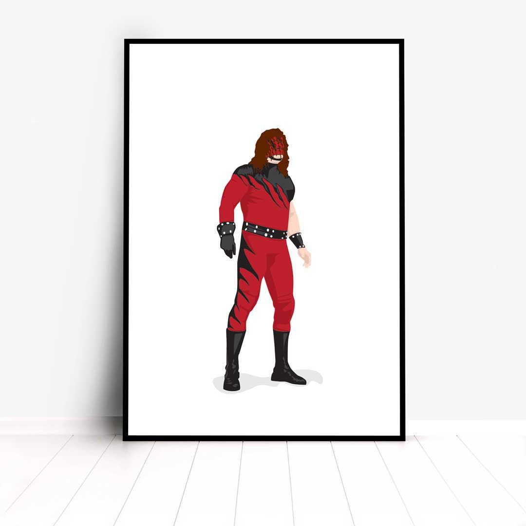 Kane The Big Red Machine Minimal Wrestling Illustration, Fun Pop Culture Wall Art Print