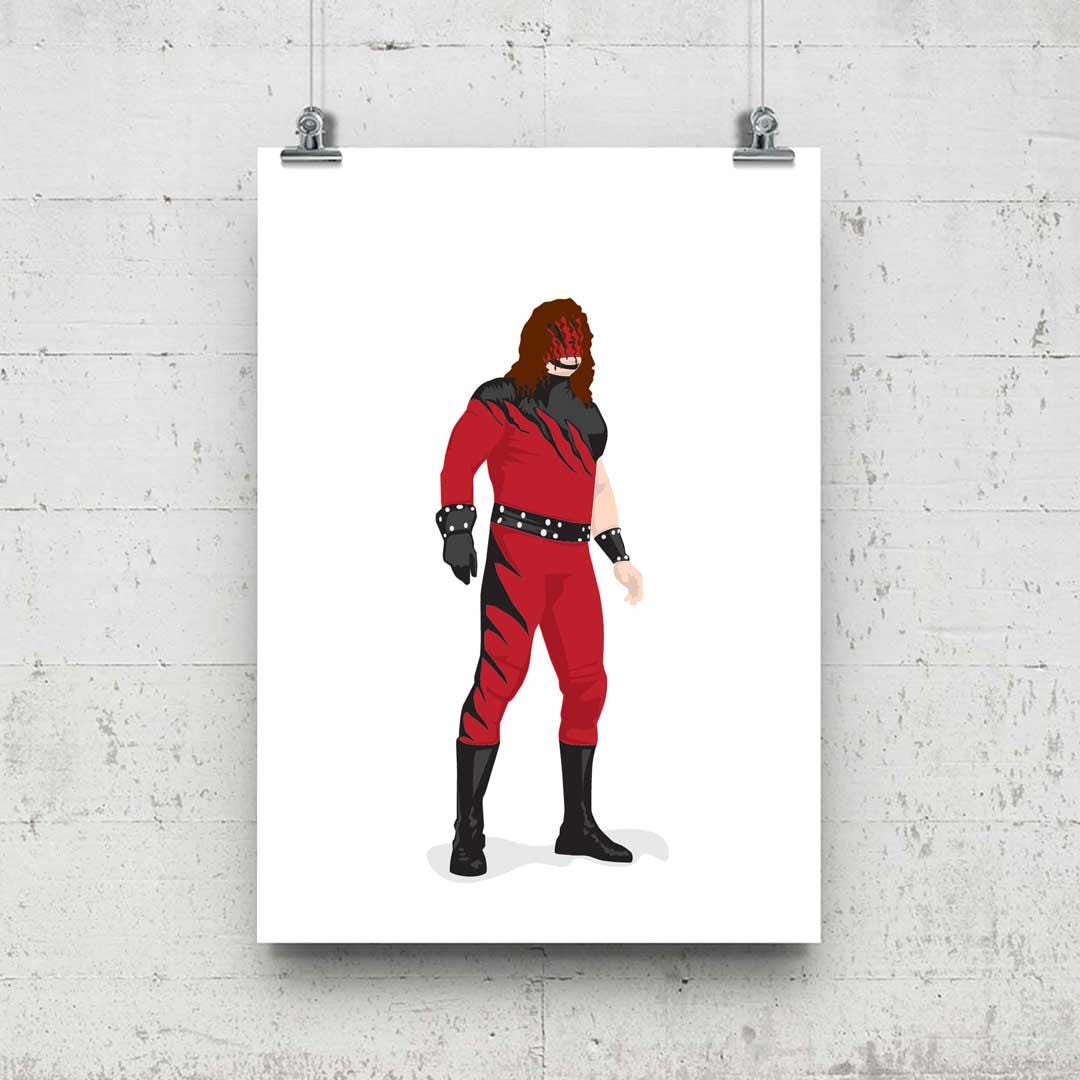 Kane The Big Red Machine Minimal Wrestling Illustration, Fun Pop Culture Wall Art Print