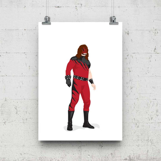 Kane The Big Red Machine Minimal Wrestling Illustration, Fun Pop Culture Wall Art Print