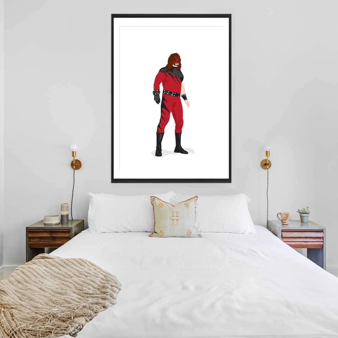 Kane The Big Red Machine Minimal Wrestling Illustration, Fun Pop Culture Wall Art Print