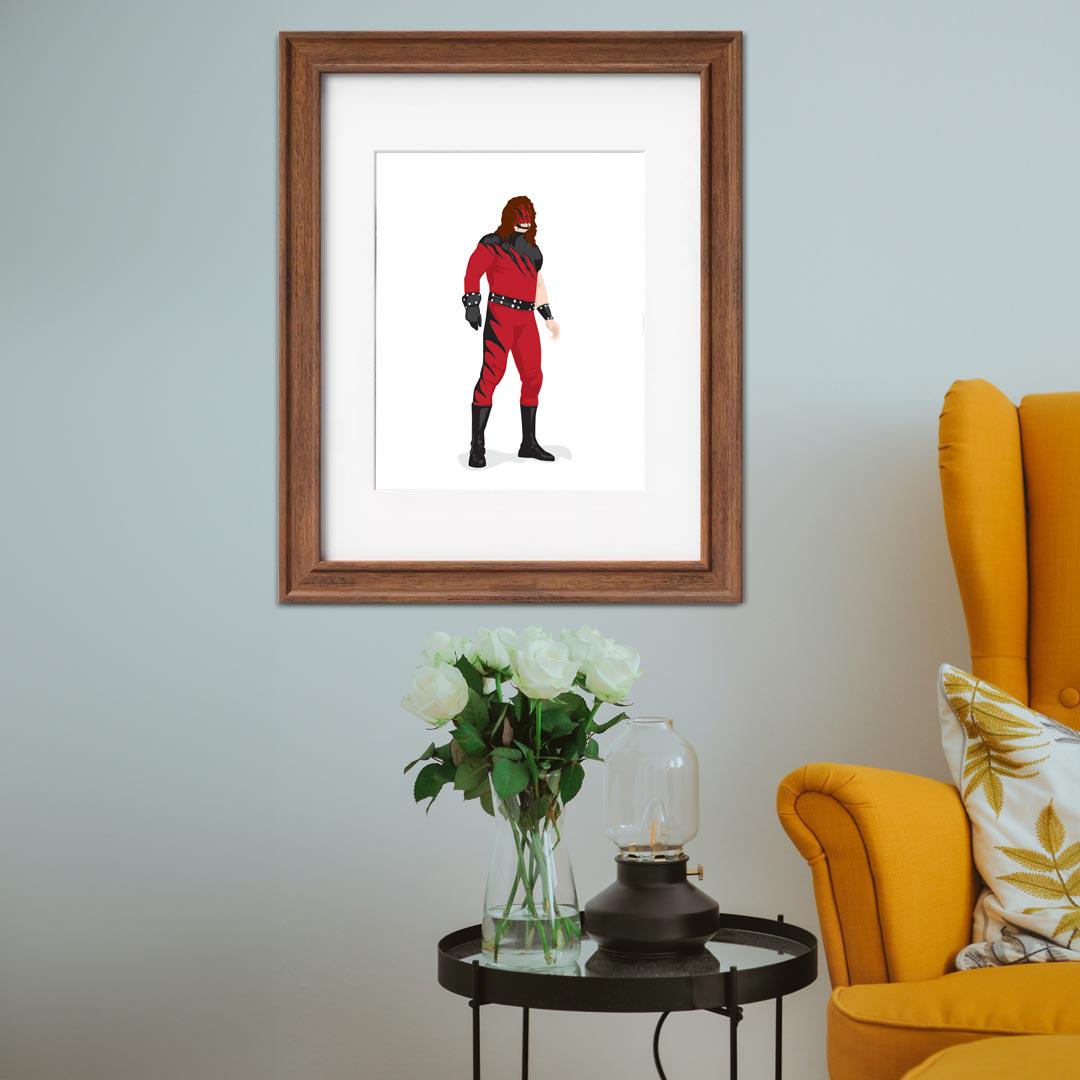 Kane The Big Red Machine Minimal Wrestling Illustration, Fun Pop Culture Wall Art Print