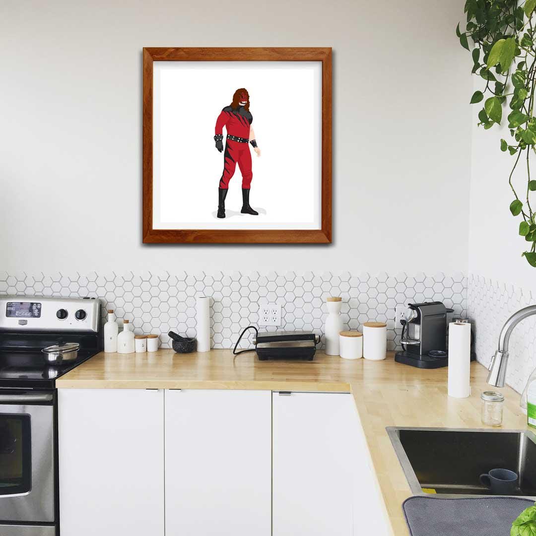 Kane The Big Red Machine Minimal Wrestling Illustration, Fun Pop Culture Wall Art Print