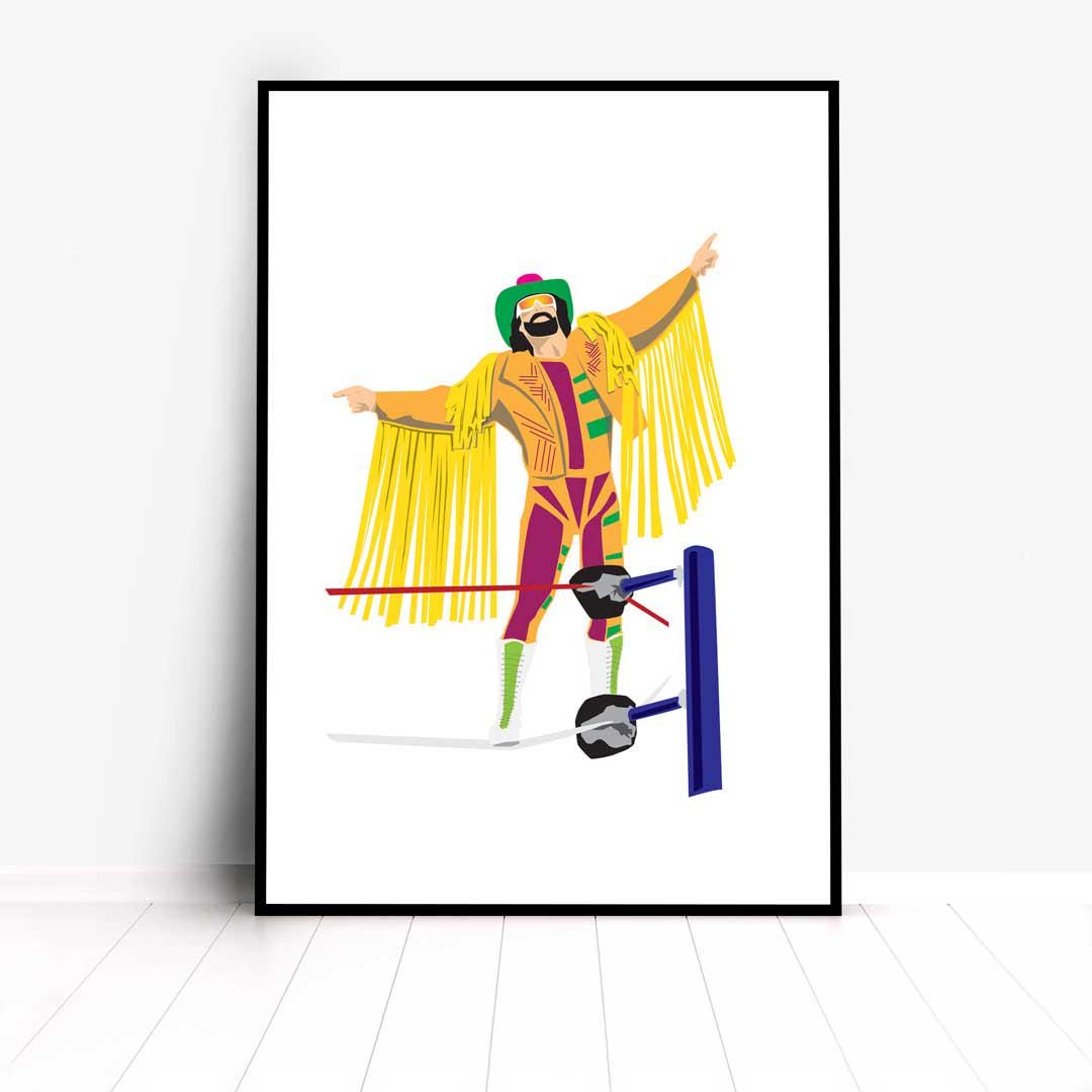 Macho Man Randy Savage Minimal Wrestling Illustration, Fun Pop Culture Wall Art Print