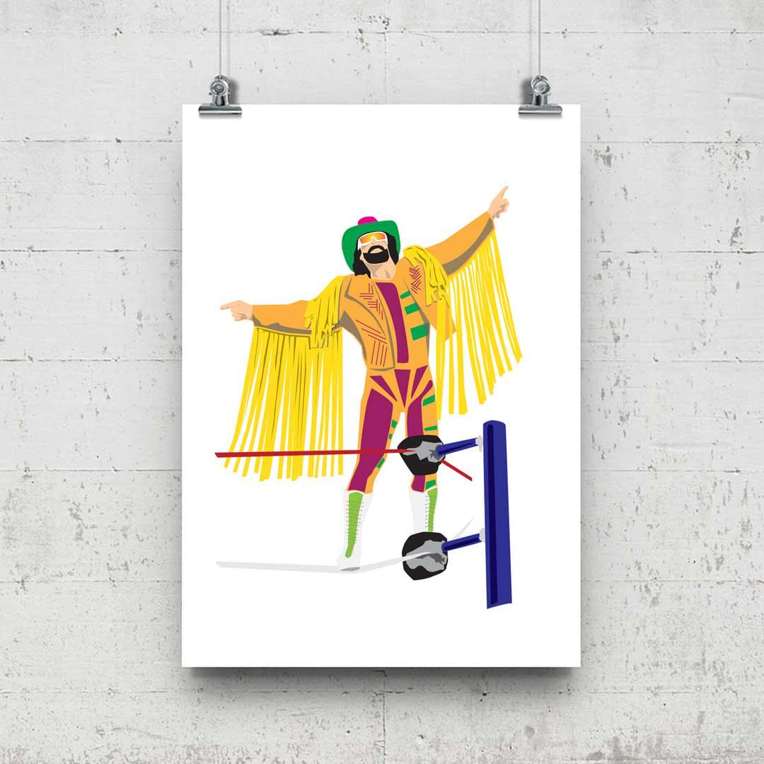 Macho Man Randy Savage Minimal Wrestling Illustration, Fun Pop Culture Wall Art Print