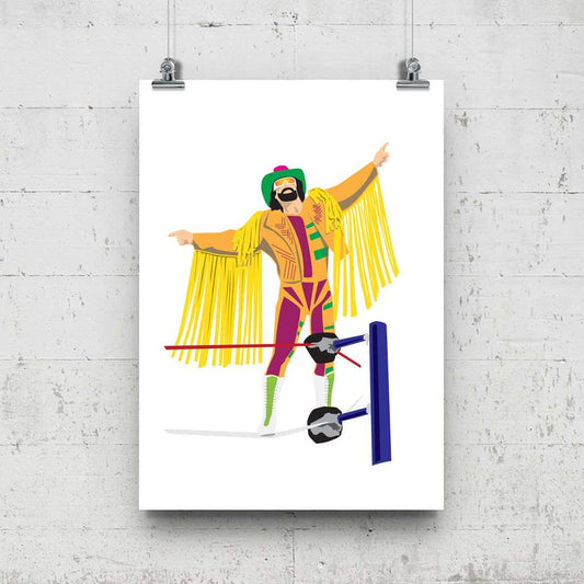Macho Man Randy Savage Minimal Wrestling Illustration, Fun Pop Culture Wall Art Print