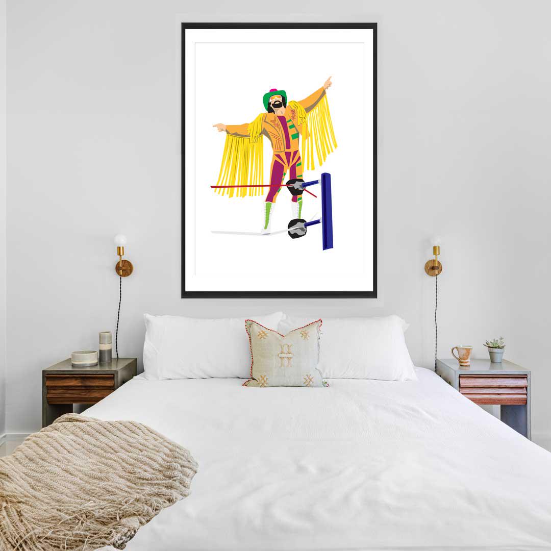 Macho Man Randy Savage Minimal Wrestling Illustration, Fun Pop Culture Wall Art Print
