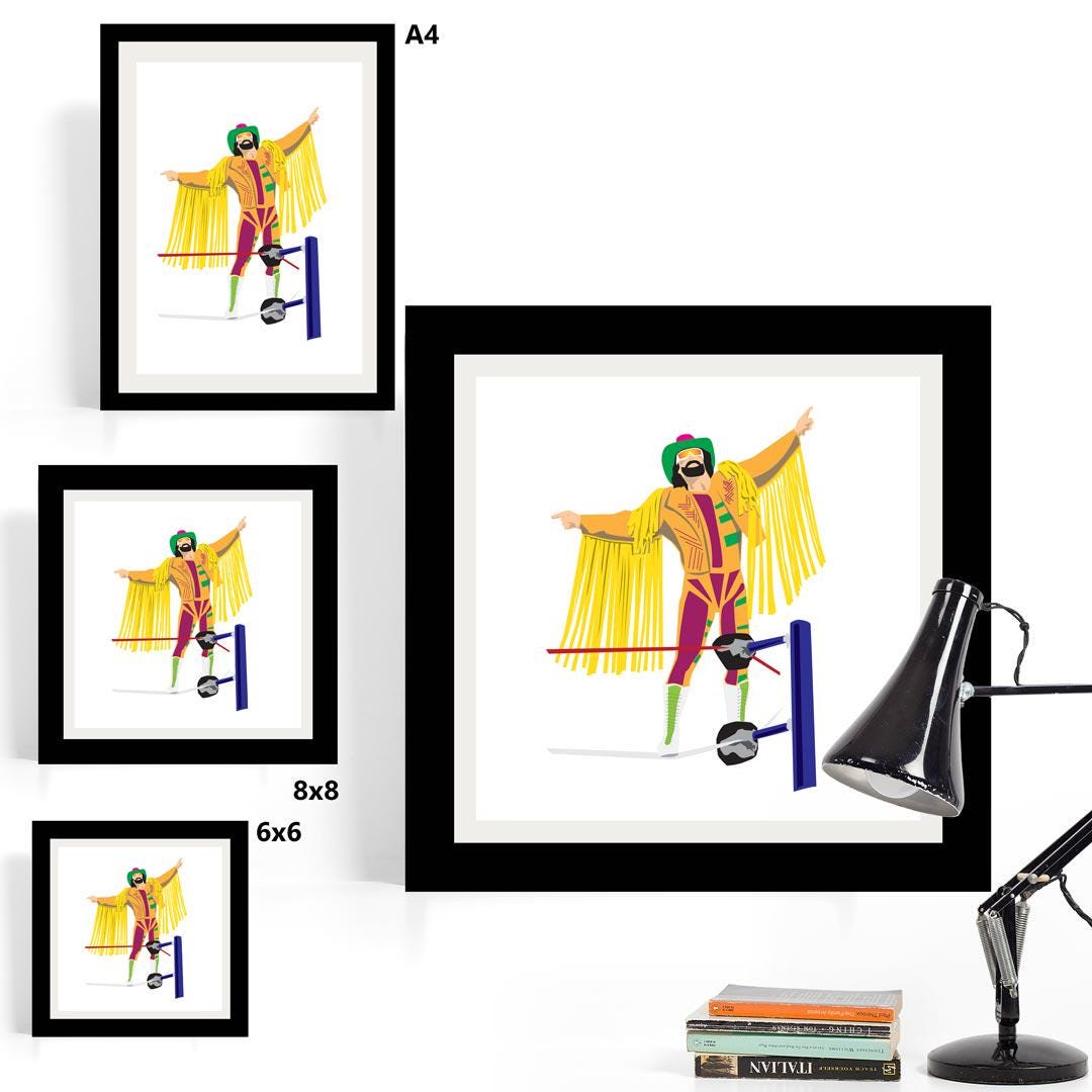 Macho Man Randy Savage Minimal Wrestling Illustration, Fun Pop Culture Wall Art Print