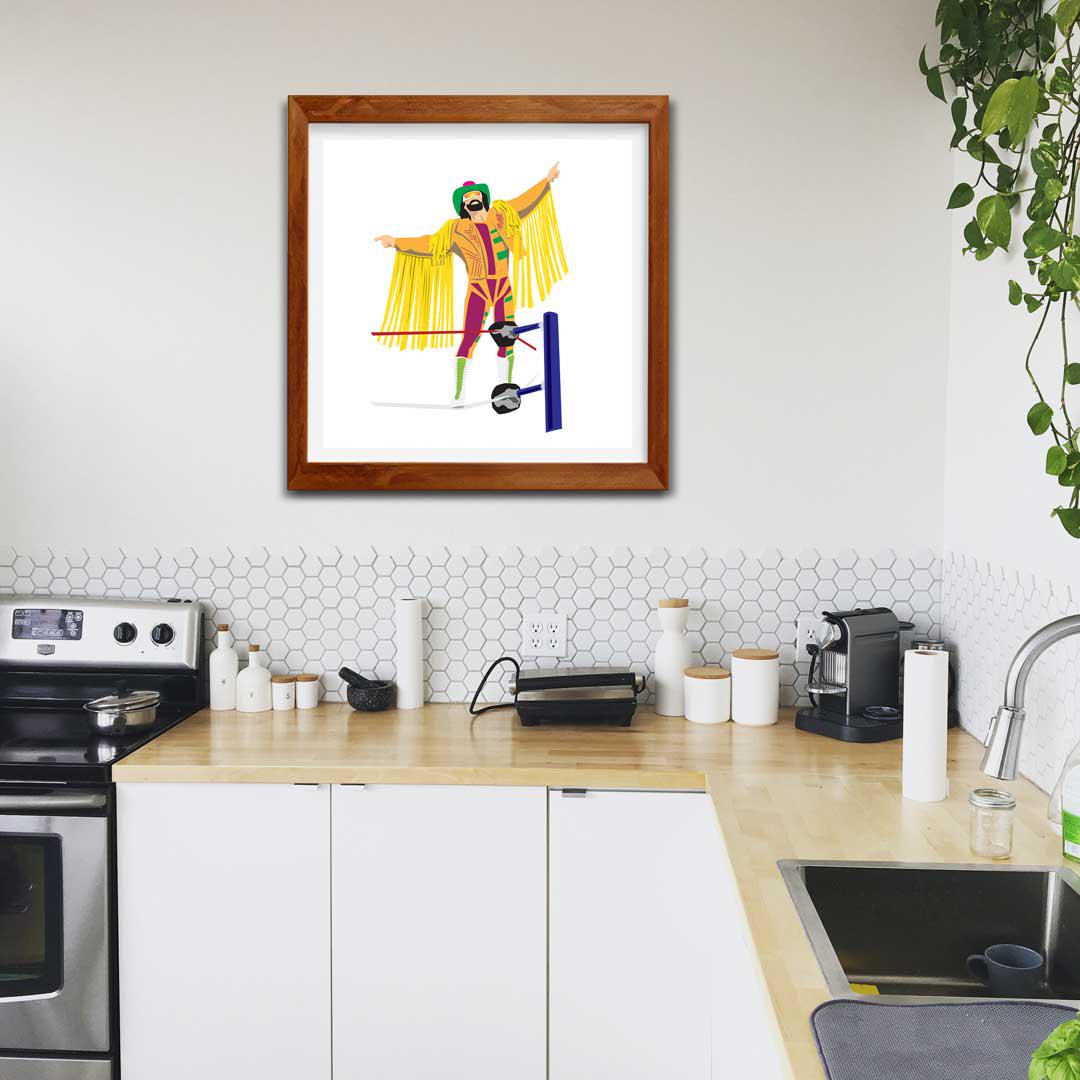 Macho Man Randy Savage Minimal Wrestling Illustration, Fun Pop Culture Wall Art Print