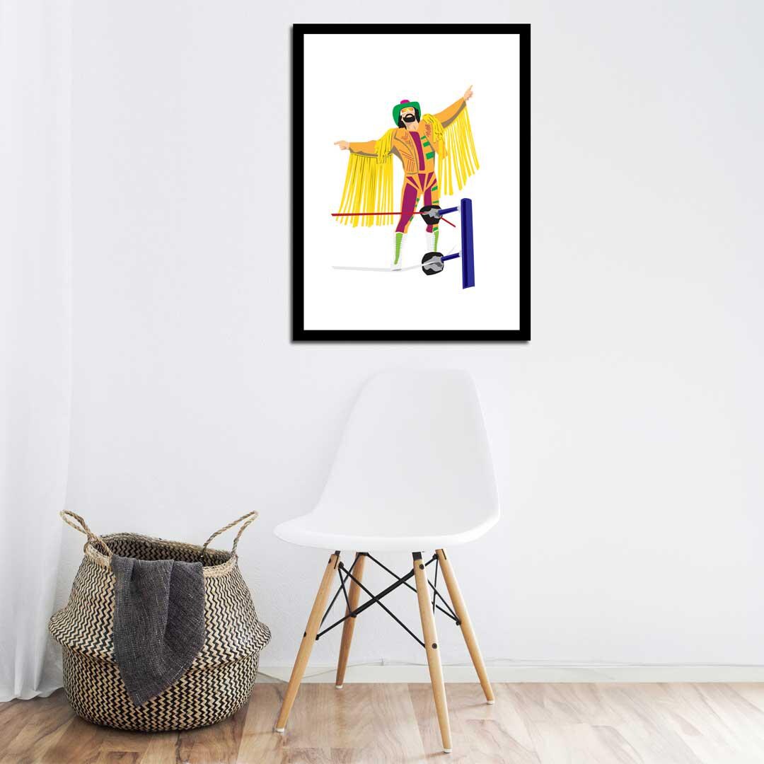 Macho Man Randy Savage Minimal Wrestling Illustration, Fun Pop Culture Wall Art Print