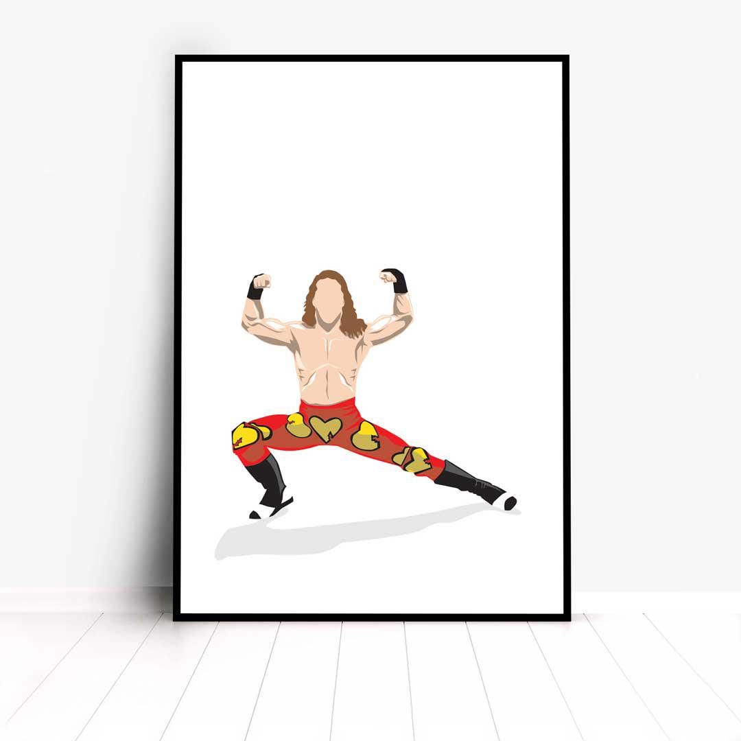 Shawn Michaels Minimal Wrestling Illustration, Wall Art Print