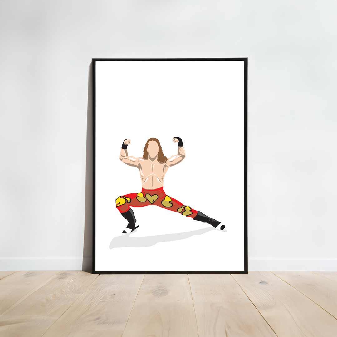 Shawn Michaels Minimal Wrestling Illustration, Wall Art Print