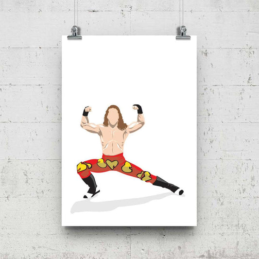 Shawn Michaels Minimal Wrestling Illustration, Wall Art Print