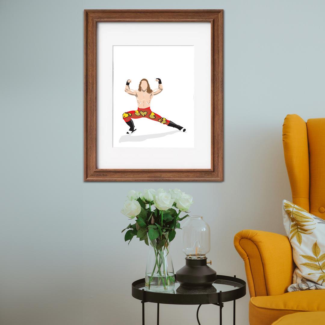Shawn Michaels Minimal Wrestling Illustration, Wall Art Print