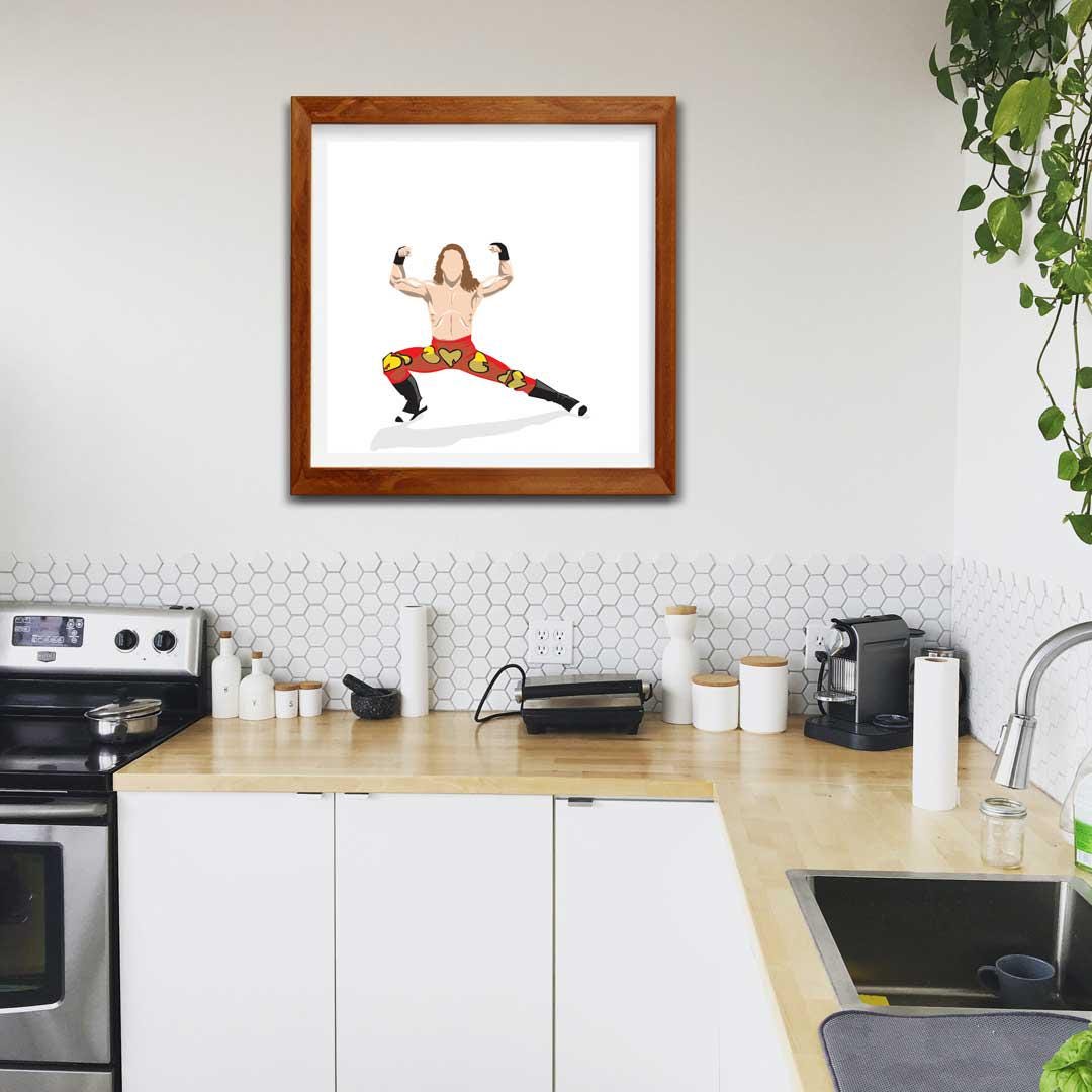 Shawn Michaels Minimal Wrestling Illustration, Wall Art Print