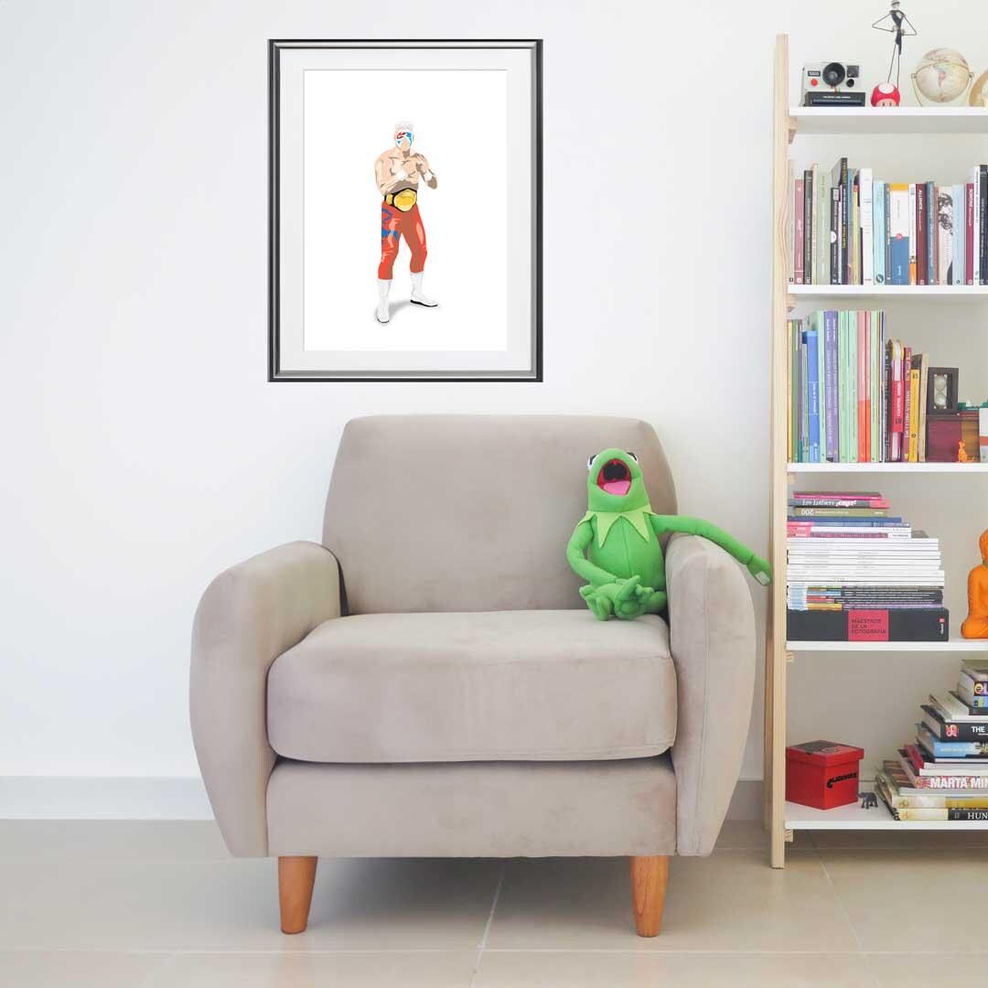 Surfer Sting Minimal Wrestling Illustration, Wall Art Print