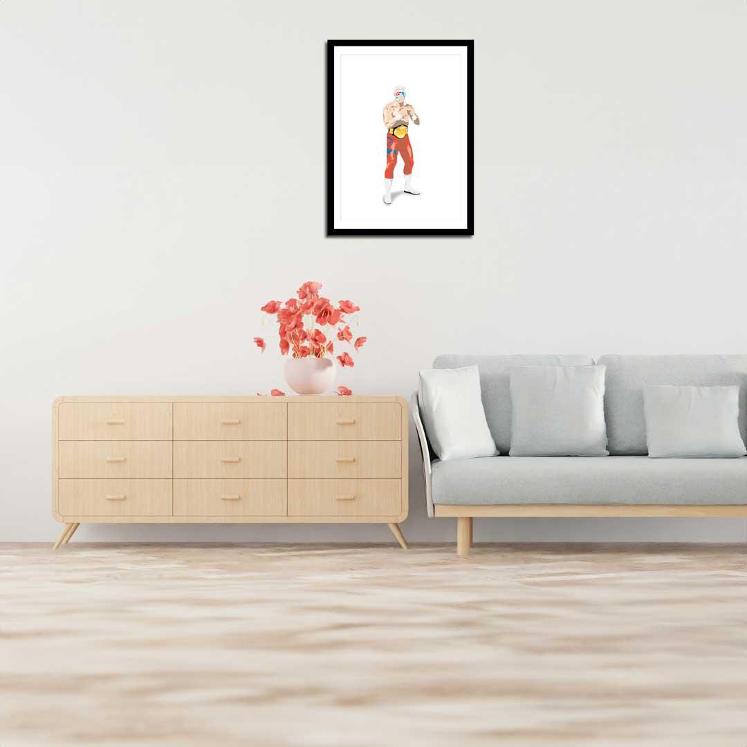 Surfer Sting Minimal Wrestling Illustration, Wall Art Print