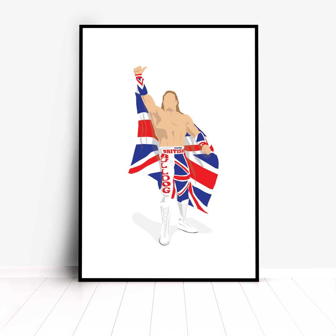 The British Bulldog Davey Boy Smith Minimal Wrestling Illustration, Fun Pop Culture Wall Art Print