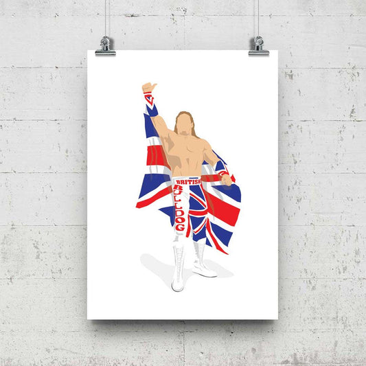 The British Bulldog Davey Boy Smith Minimal Wrestling Illustration, Fun Pop Culture Wall Art Print