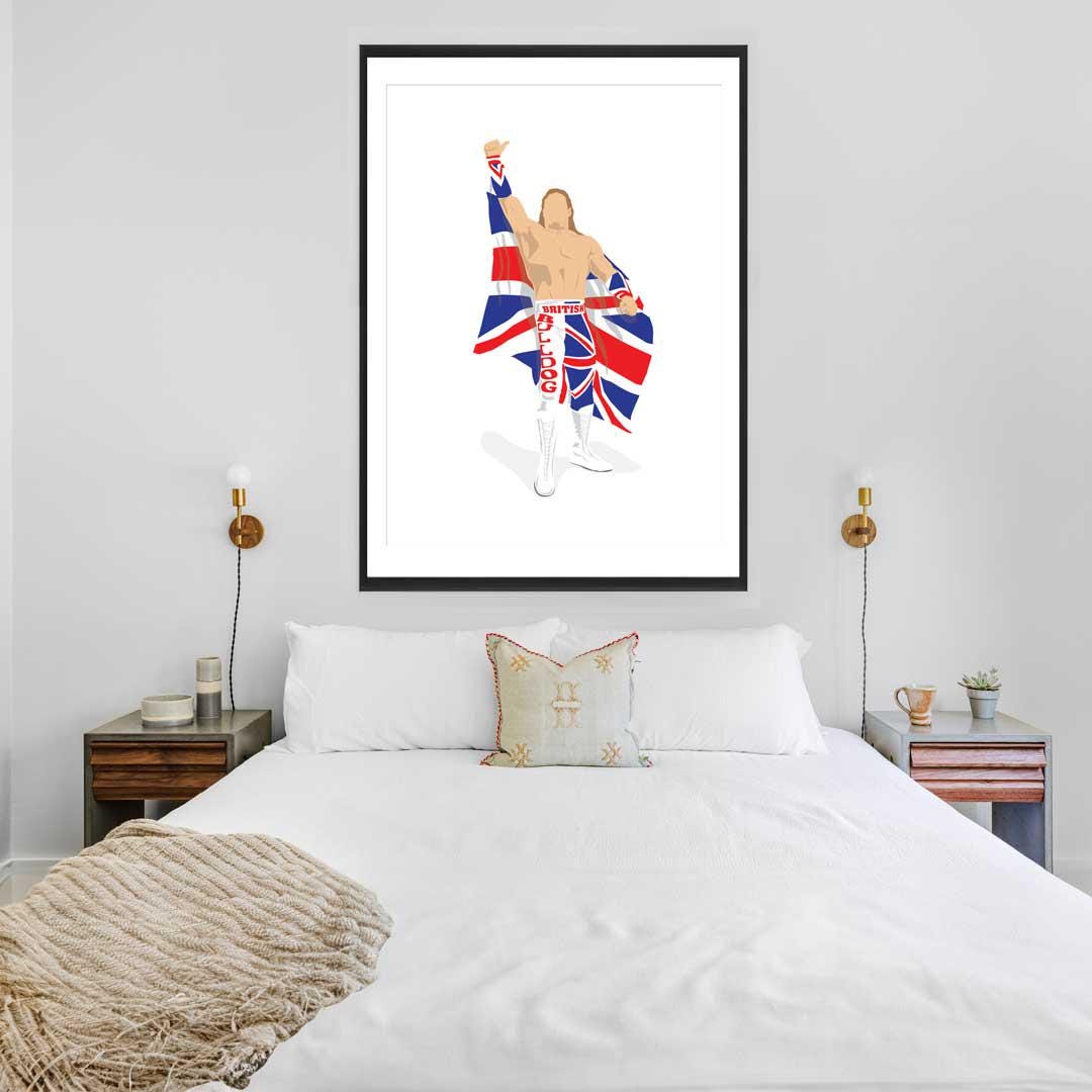 The British Bulldog Davey Boy Smith Minimal Wrestling Illustration, Fun Pop Culture Wall Art Print