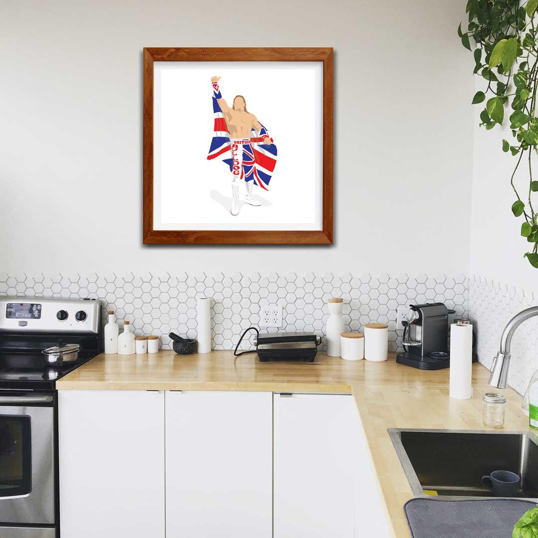 The British Bulldog Davey Boy Smith Minimal Wrestling Illustration, Fun Pop Culture Wall Art Print