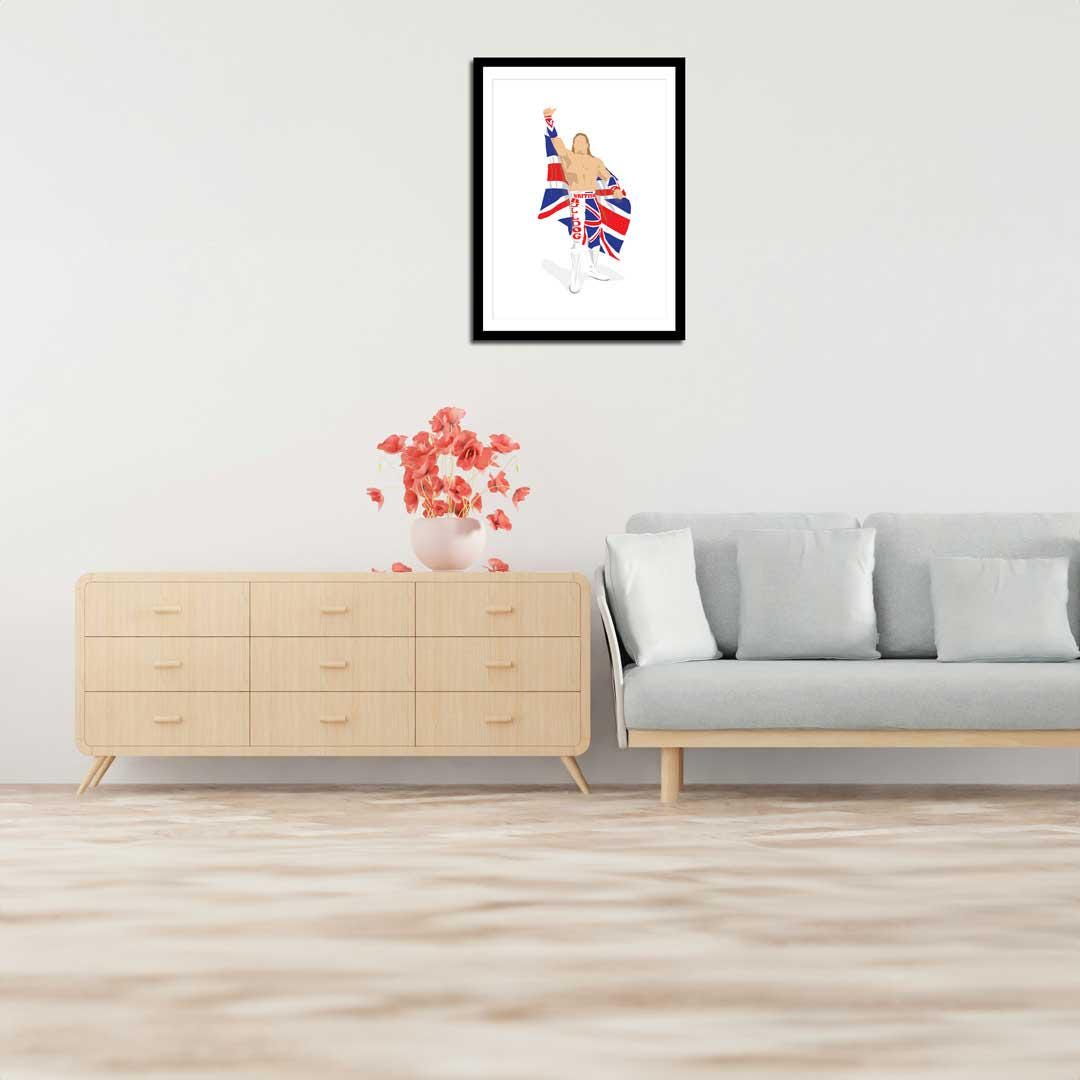 The British Bulldog Davey Boy Smith Minimal Wrestling Illustration, Fun Pop Culture Wall Art Print