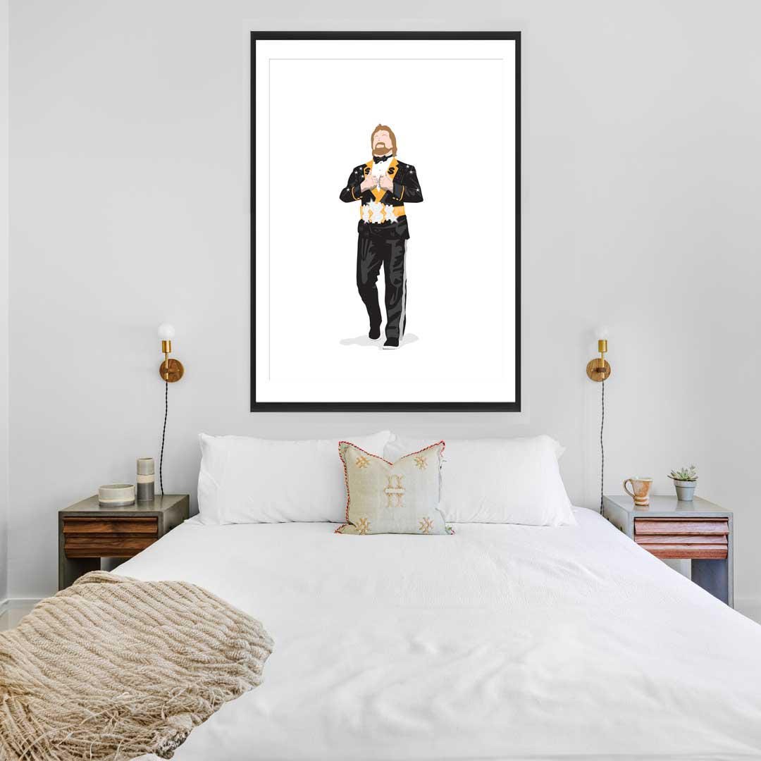 The Million Dollar Man Ted Dibiase Minimal Wrestling Illustration, Wall Art Print