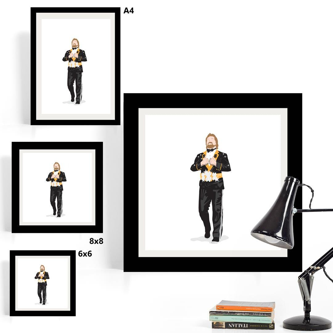 The Million Dollar Man Ted Dibiase Minimal Wrestling Illustration, Wall Art Print