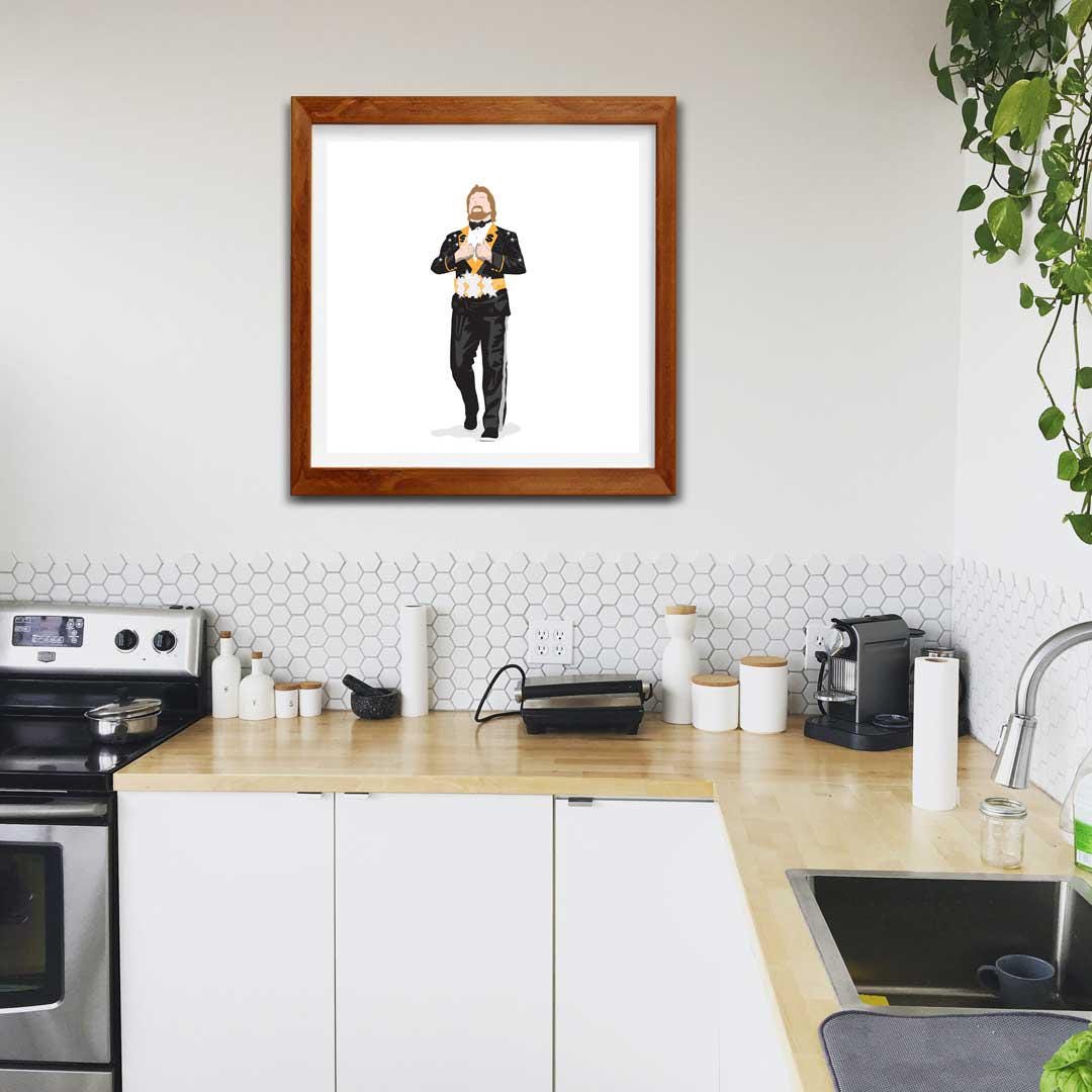 The Million Dollar Man Ted Dibiase Minimal Wrestling Illustration, Wall Art Print