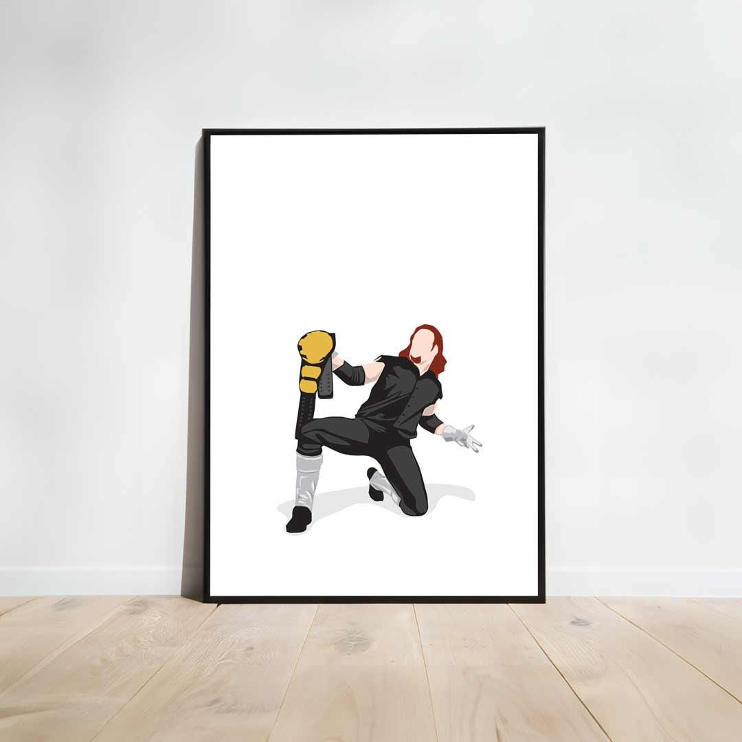 Undertaker Minimal Wrestling Illustration, Wall Art Print