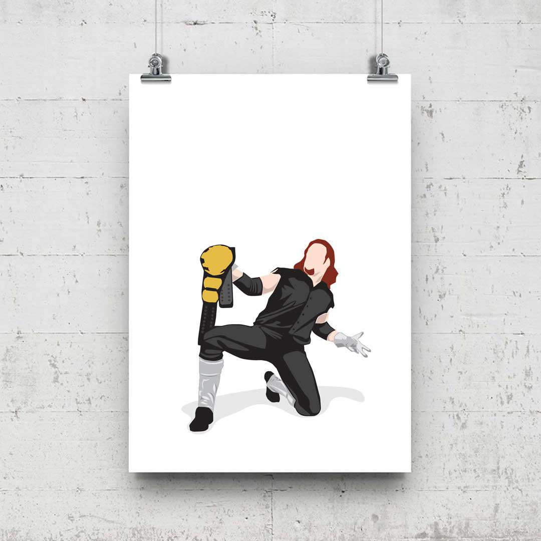 Undertaker Minimal Wrestling Illustration, Wall Art Print