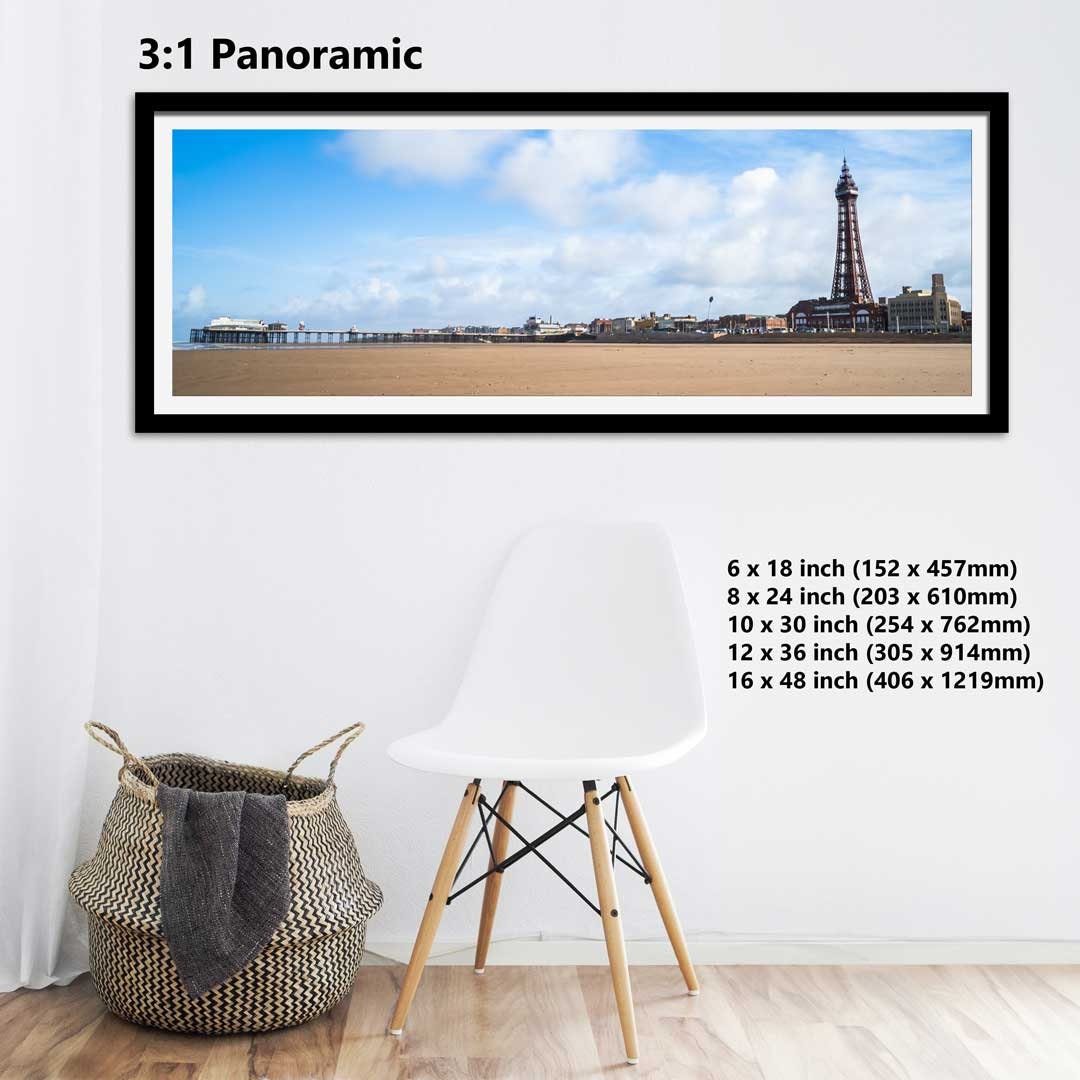 Blackpool Beach Landscape Photography Prints, Wall Art, Panoramic