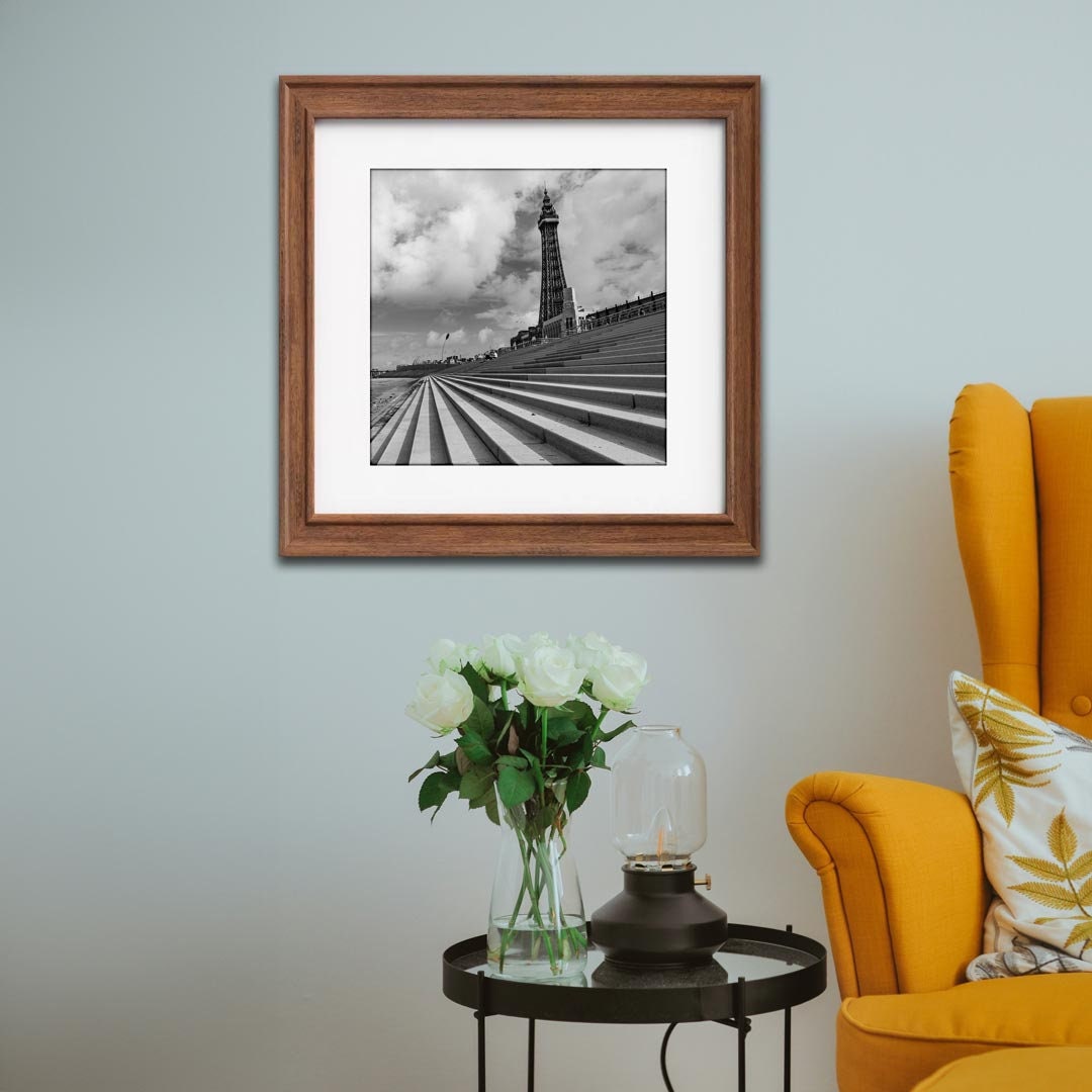 Black and White Blackpool Square Print, Landscape Photography Prints, Wall Art