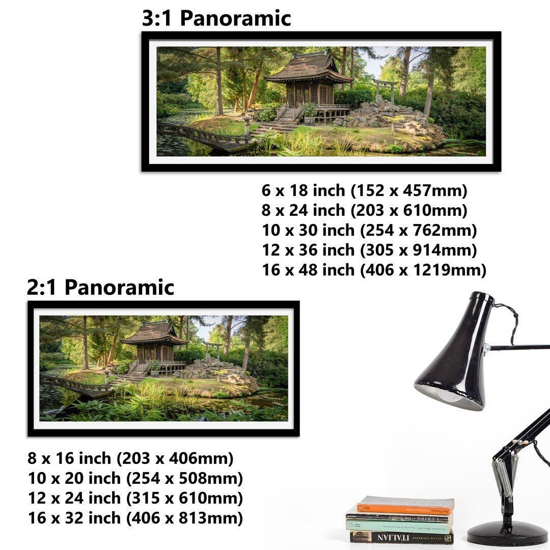 Japanese Peace Garden Panoramic, Landscape Photography Prints, Wall Art